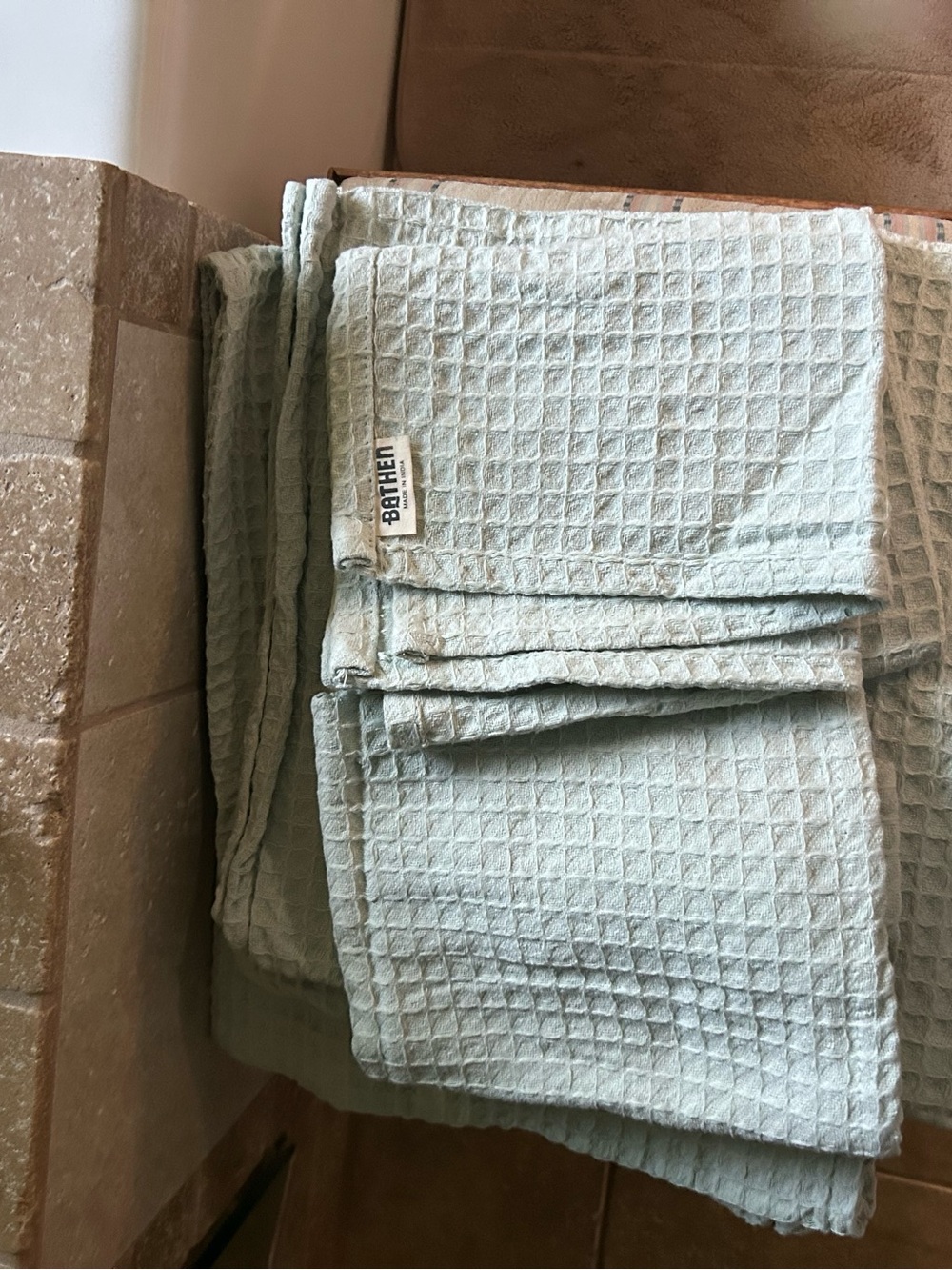 Light sage Waffle Weave Towels - Set